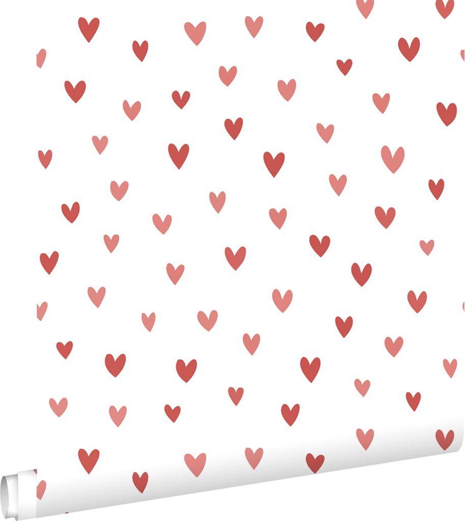 ESTAhome Tapete Herzchen Weiß und Rosa 50 x 900 cm