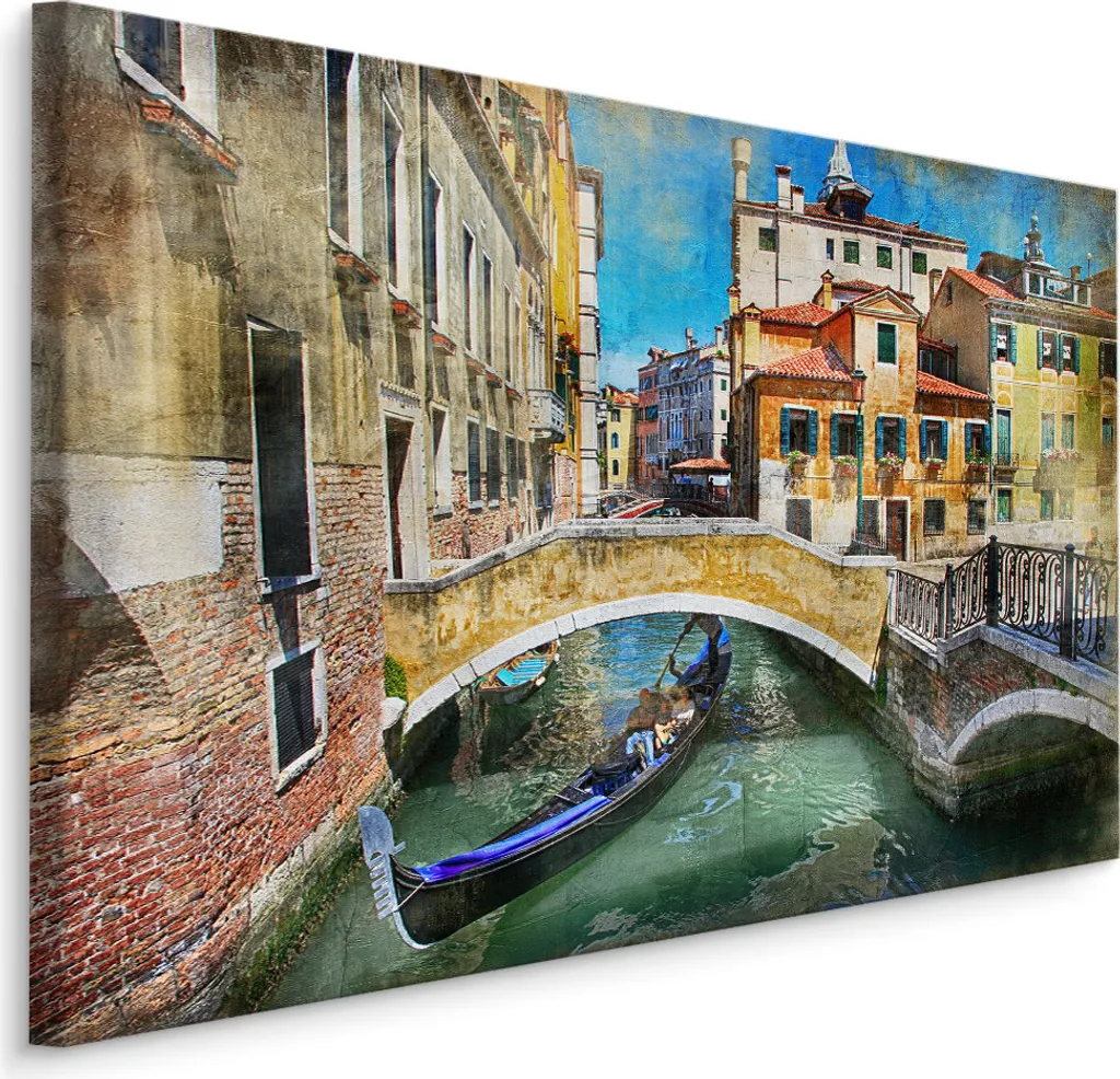 Favolosa carta da parati su tela 120x80 cm XXL stampa d'arte ponte delle gondole di Venezia
