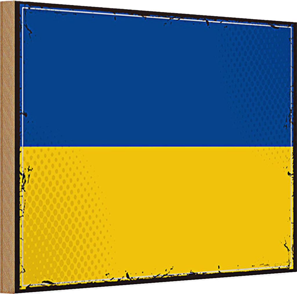 Holzschild Flagge Ukraine 30x20cm Retro Flag of Ukraine