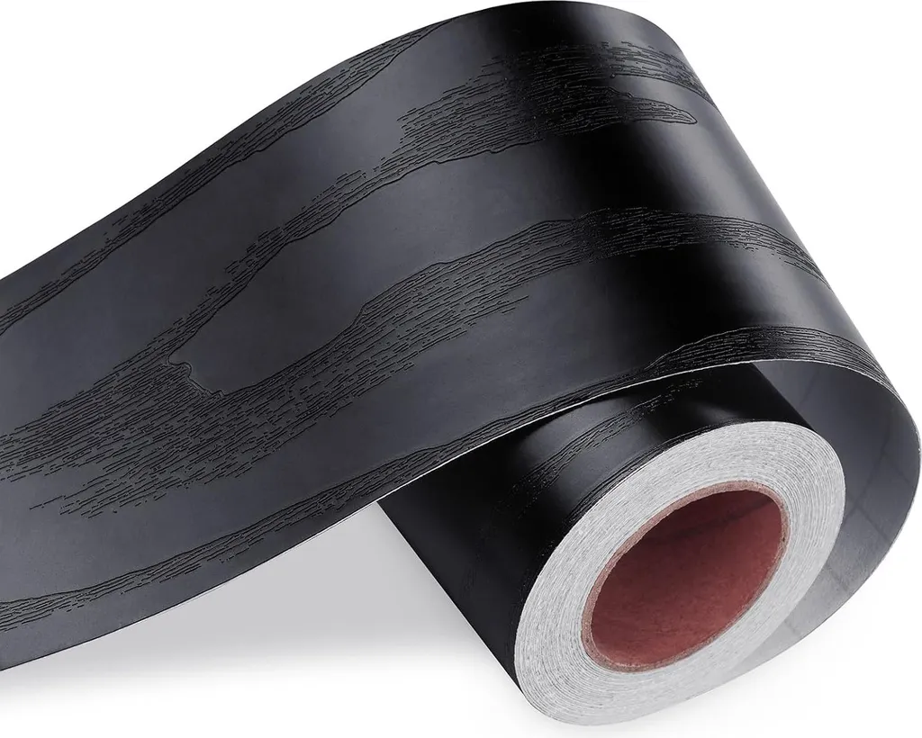 Bande autocollante noire grain bois 5m x 7,6cm étanche haute résistance