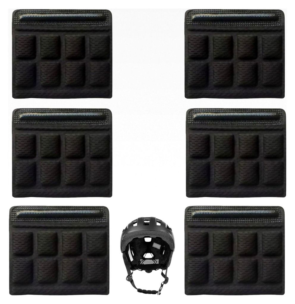 Kinnpolster-Set, 6 Stück für Helme - Komfortable Halterung für Motorrad-, Fahrrad- und Skatehelme (Schwarz)