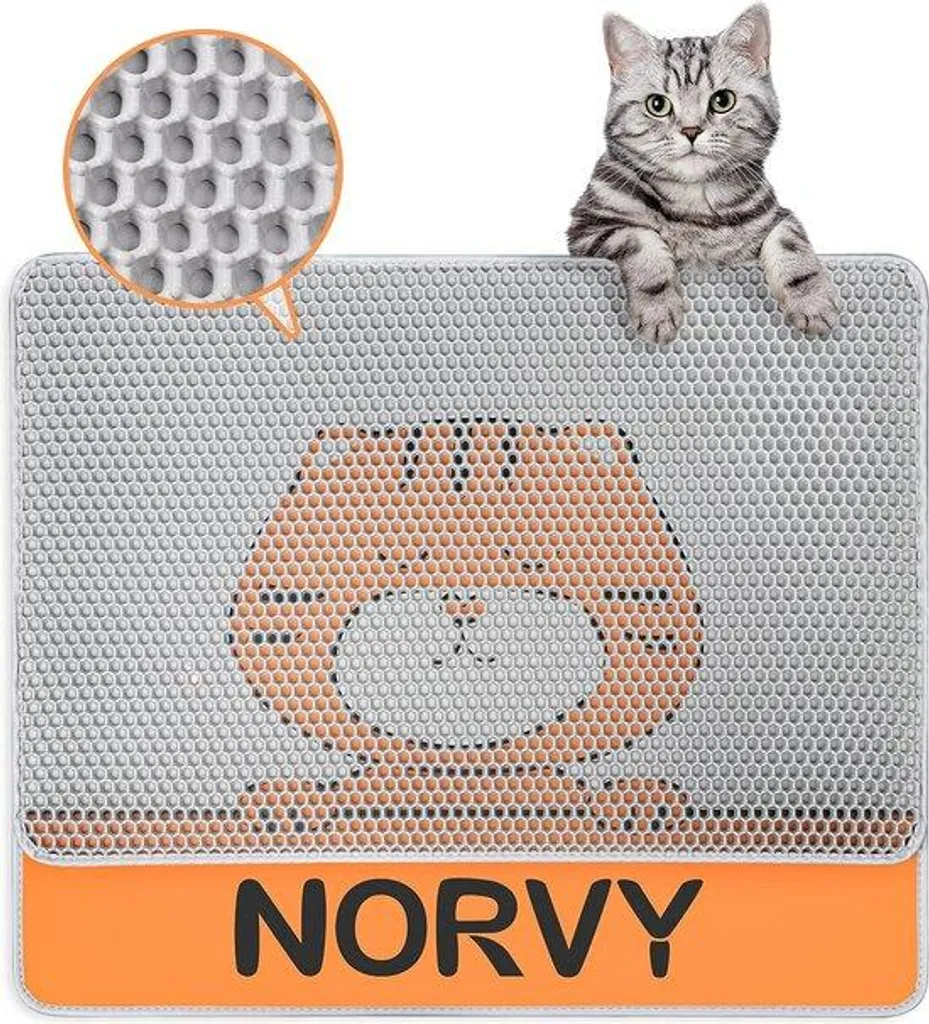Grand tapis de sortie de litière pour chat 76x63 cm brun doré chic