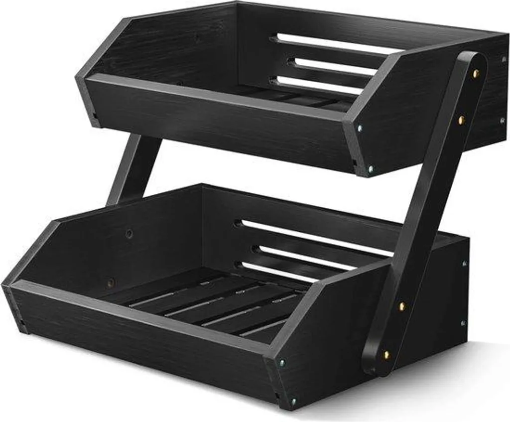 Boîte de rangement gain de place à 2 étages démontable en bois massif