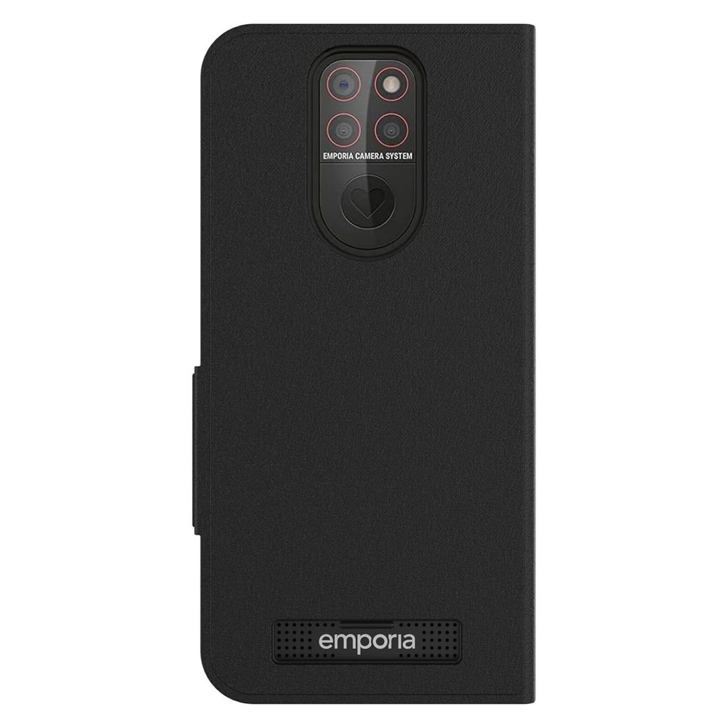 Emporia Book Cover Handyhülle Für SMART.5 Mini – Lederoptik Mit Kartenfächern, Schwarz, Stoßsicher