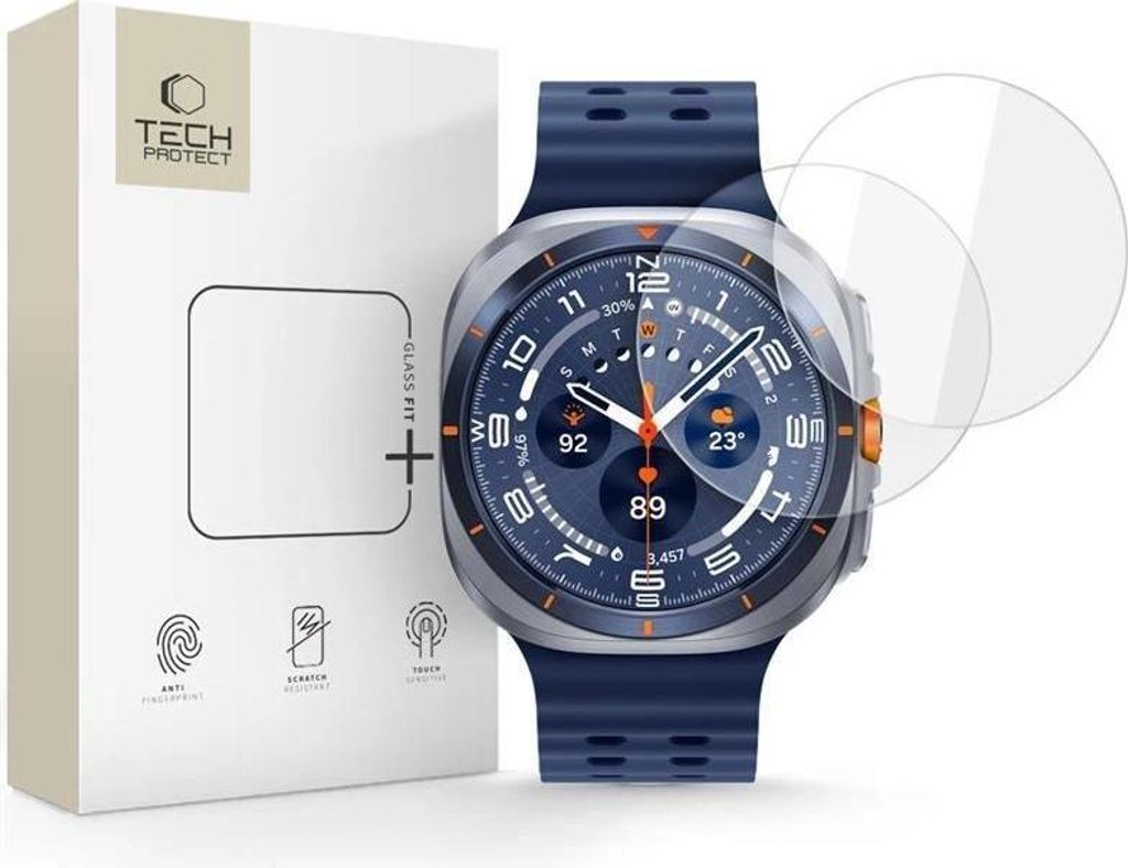 Tech-Protect Glas Fit+ 2er-Pack für Samsung Galaxy Watch Ultra 47 Mm - Klar