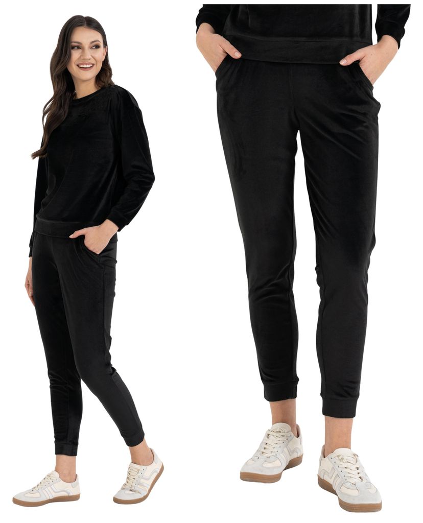 Moraj Damen joggingbroek van velours, skinny model, hoge Productafbeelding 