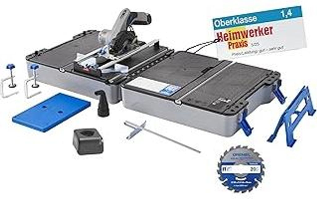 Dremel Blueprint Bürstenlose 12V Akku-Mobile Sägestation mit 1x Kompakt-säge, 1x Sägetischkoffer, 1x 2.0 Akku + Ladegerät, 1x Multi Material K...