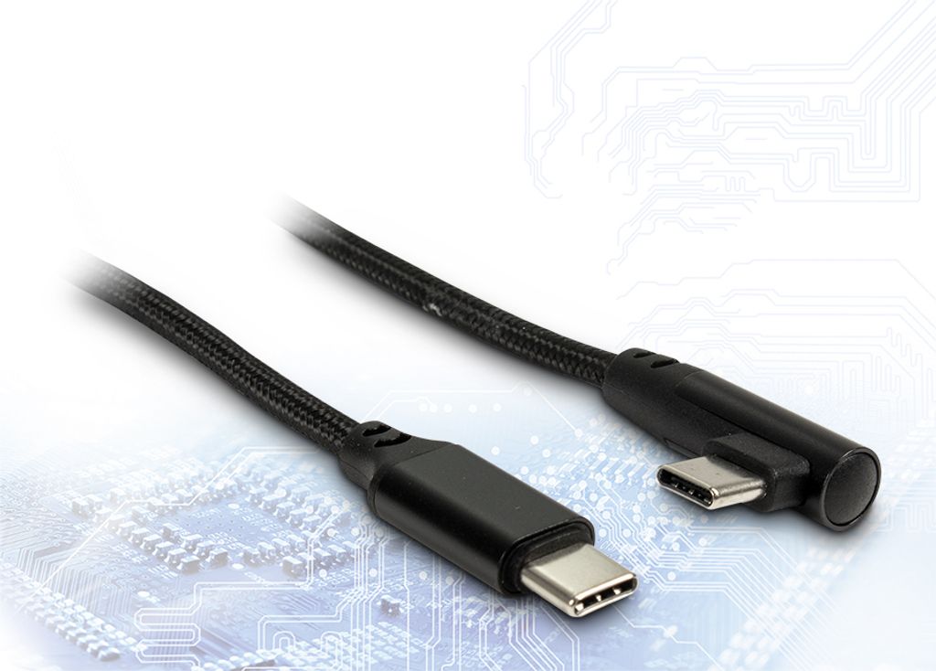 Inter-Tech Kabel Type C auf Type C 90°, 1m schwarz