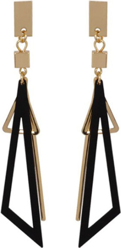 Mode Frauen Geometrische Lange Dreiecke Tropfen Ohrstecker Ohrringe Schmuck Geschenk-Schwarz