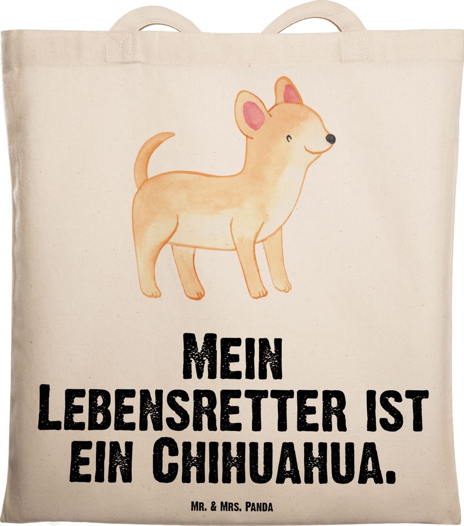 Mr. & Mrs. Panda Schultasche Chihuahua Lebensretter - Transparent - Geschenk, Einkaufstasche, Jutebeutel, Laptoptasche, Tote Bag, Tragetasche, Tasche