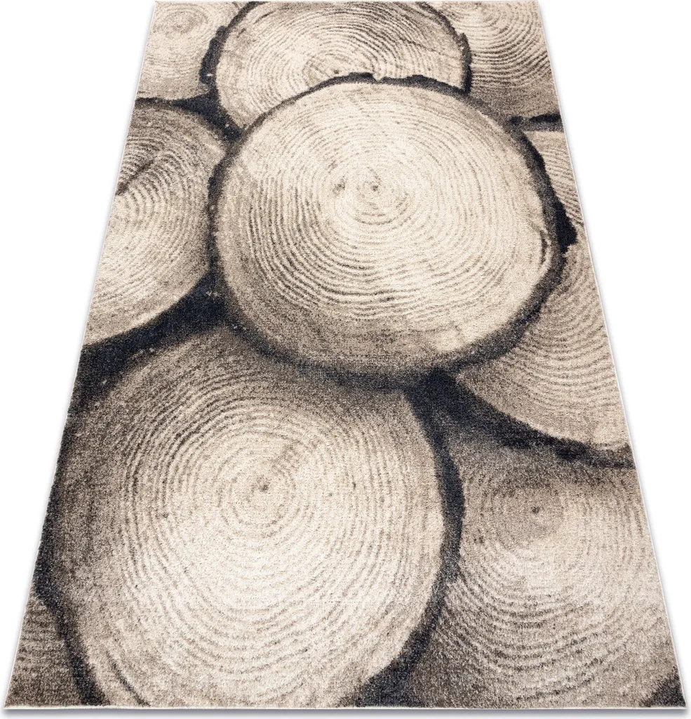 Tapis Abstrait Beige Design Souche d'Arbre en Relief Fusion 80x150 cm