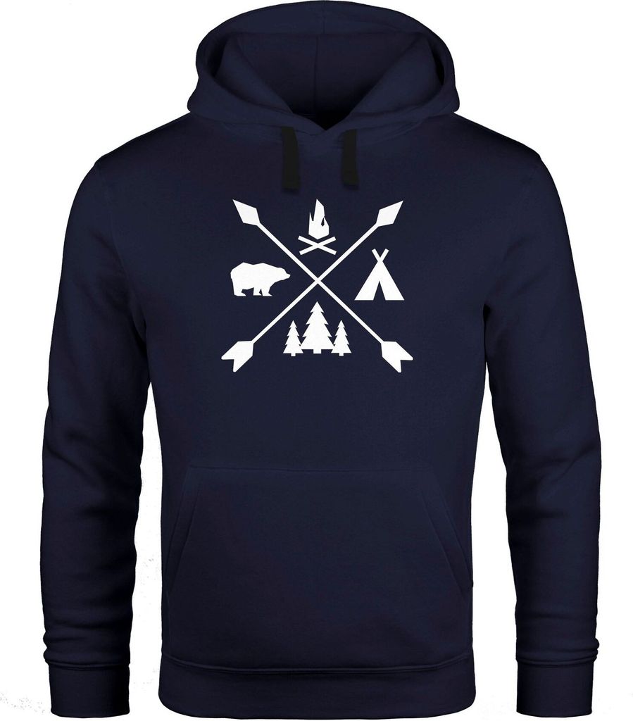 Hoodie Herren Hipster Cross Wandern Camping Abenteuer Adventure Kapuzen-Pullover Männer Neverless schwarz XXL