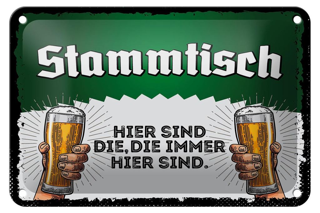 Blechschild Hinweis 12x18 cm Stammtisch Weizen Biergläser Deko Schild