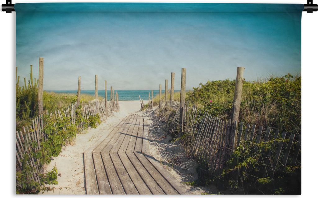MuchoWow Wandteppich Wandbehang Meer - Holz - Sommer 120x80 cm Tapisserie Dekoration Wandtuch - Wanddekorationen - Wandtücher