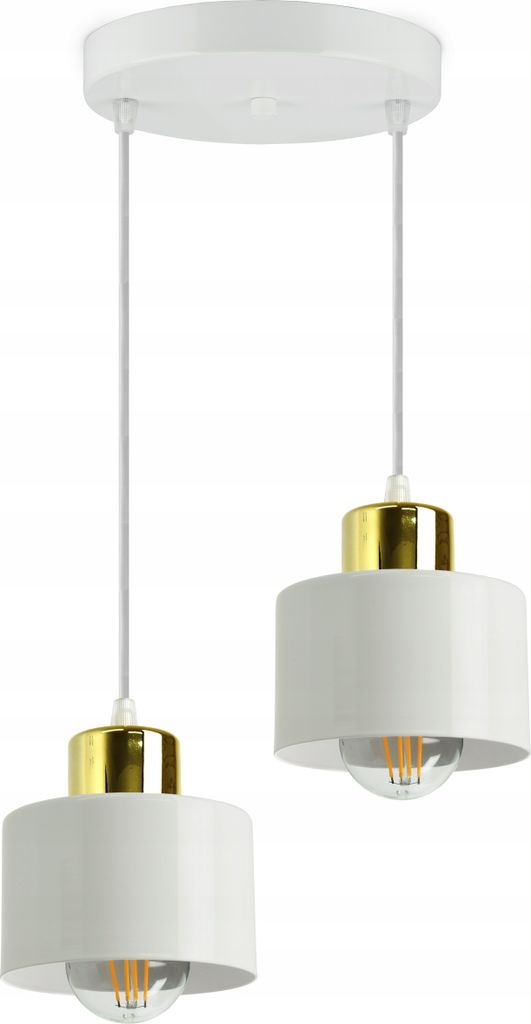 LUXOLAR - Led Pendelleuchte 2-flammig - Deckenleuchte Weiß-Gold E27 60W - Hängelampe für Wohnzimmer, Küchen