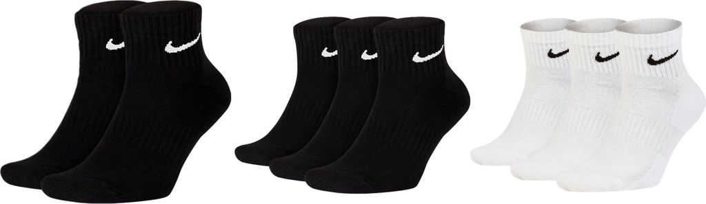 8 Paar Nike Socken Damen Herren - Farbe: weiß /schwarz / schwarz - Größe: 38-42