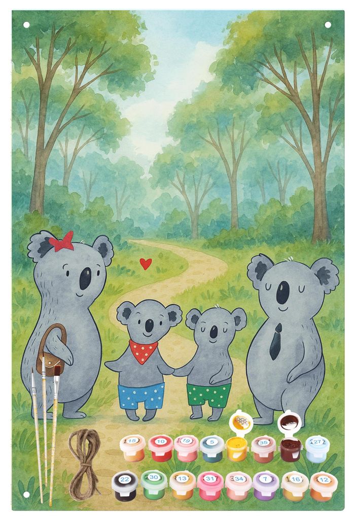 Mr. & Mrs. Panda Malen nach Zahlen Koala Familie zwei Design - Weiß - Geschenk, set, zahlenmalerei, Blechschild, Muttertag, Koalabär, Dekoschild,...