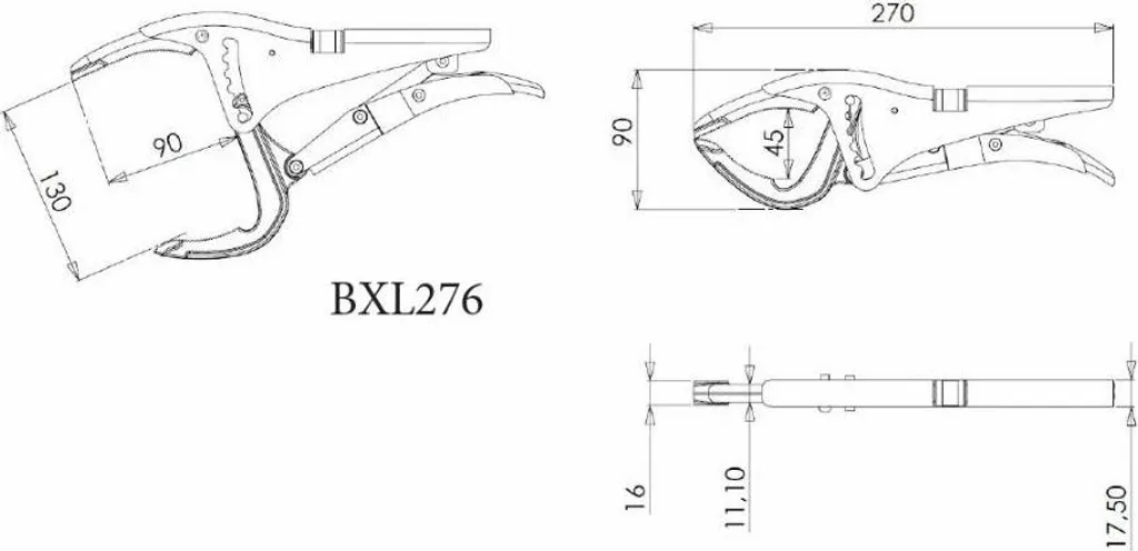Pince-étau de serrage DOLEX becs longs ouverture 130 mm pour la soudure