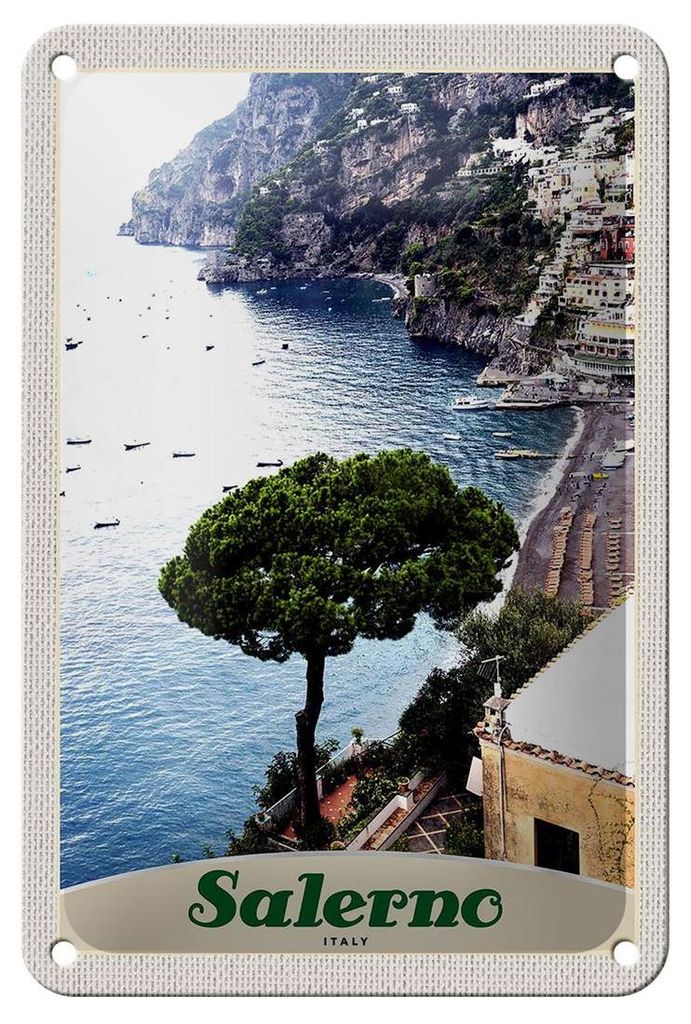 Blechschild Reise 12x18cm Salerno Italien Meer Strand Sonne Produktbild 