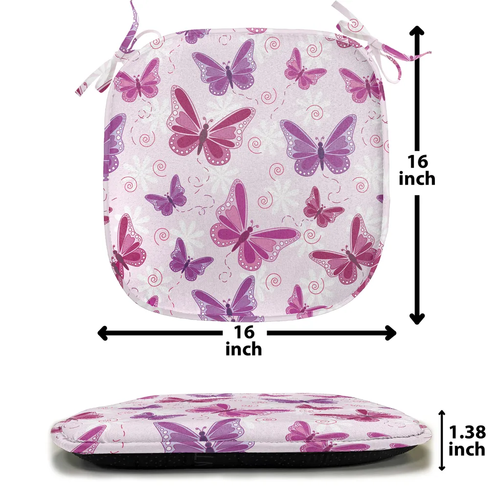 ABAKUHAUS Set 4 Cuscini Sedia 40x40 Viola con Farfalle Impermeabili - 3