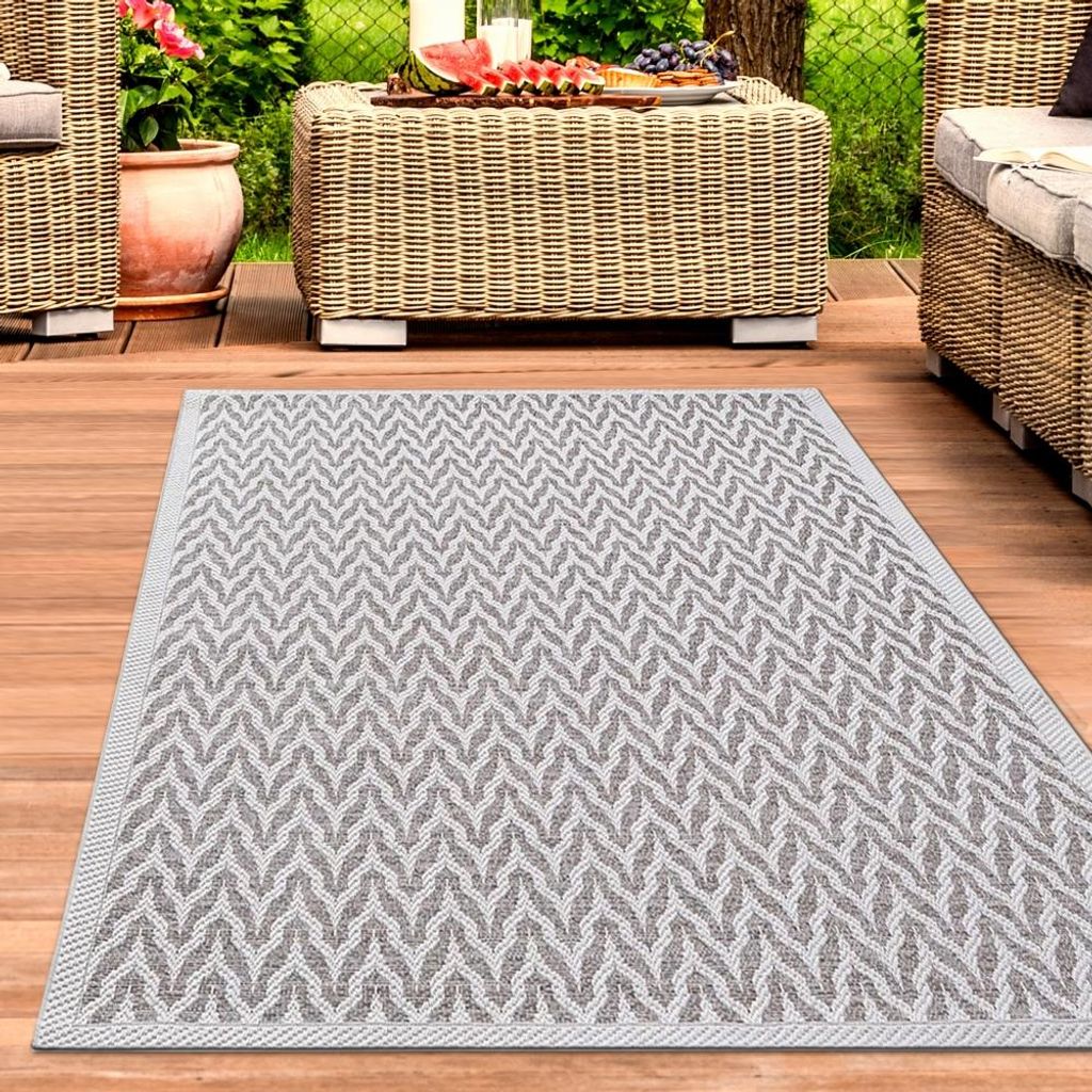 Teppich Beige Creme für In- & Outdoor strapazierfähig pflegeleicht modern Größe - 240 x 340 cm