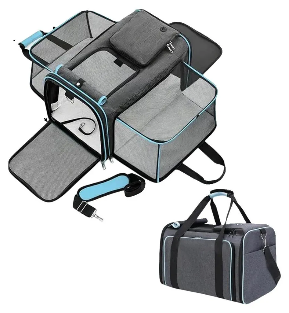 Porte-animaux gris en maille respirante avec coussin lavable Taille M