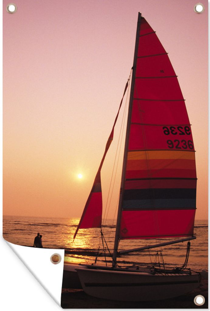 MuchoWow 40x60 cm Outdoor-Poster Gartendeko Sichtschutz Garten Poster für den Garten Katamaran am Strand