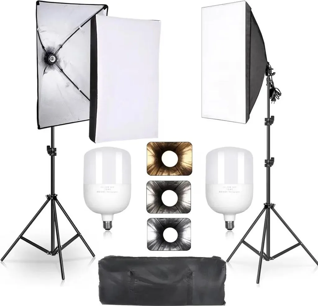 Boîte à Lumière Photo 135W 3 Couleurs avec Trépied de Studio Robuste