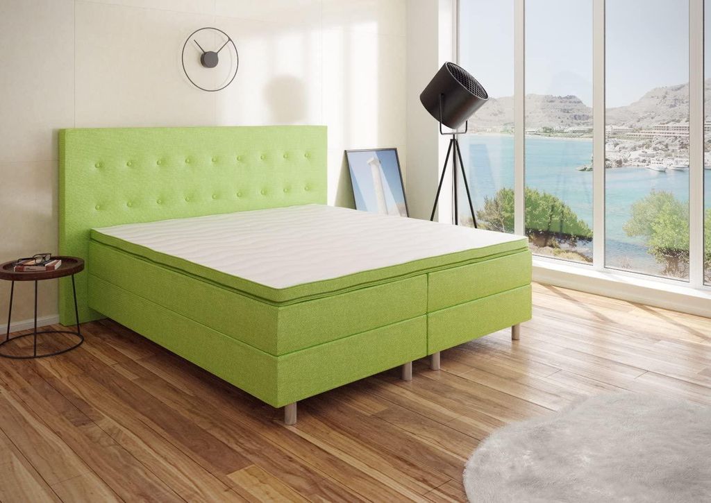 4myBaby GmbH - Boxspringbett | Neo First Class Boxspringbett 200x200 |Boxspringbett mit Matratze | Polsterbett 200x200 mit Matratze| Apfelfrun