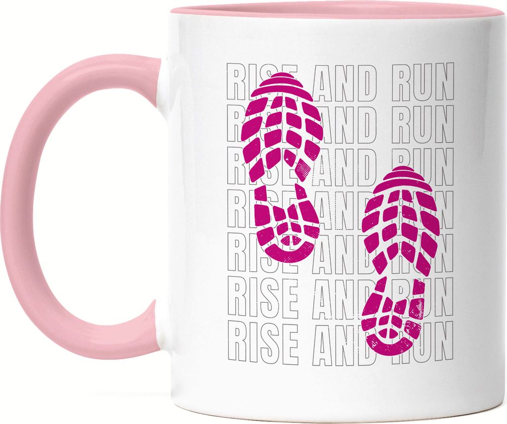 Rise And Run Tasse Rosa Running Joggen Mile Menschen Hobbie Sport Freizeit Sportler Laufschuhe Laufen Läufer