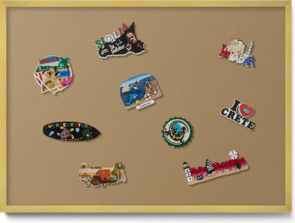 Magnetwand 70x50 cm – Goldener Rahmen – Dunkelgelb – Magnettafel, Magnetboard, Memoboard, Küche & Wohnzimmer