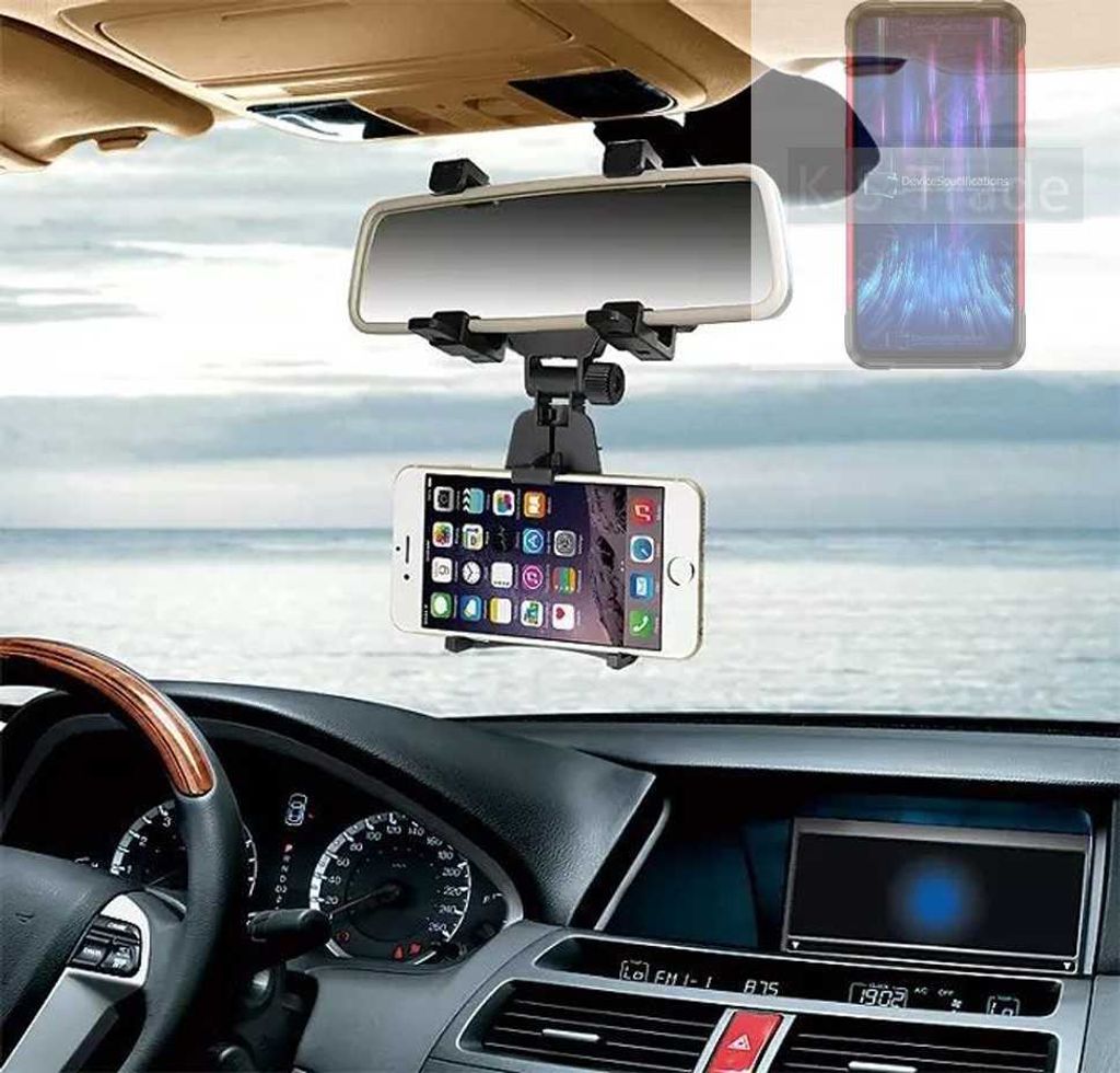 K-S-Trade Smartphone Halterung kompatibel mit Doogee S97 Pro Rückspiegel Halterung schwarz Auto Halterung KFZ Halter