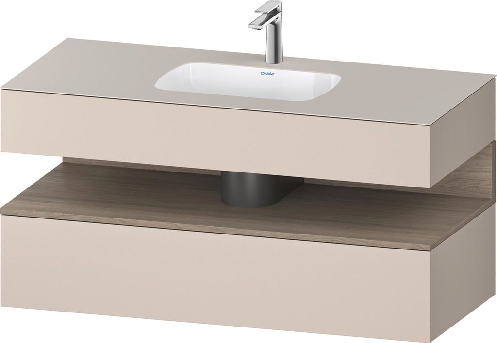 Duravit Qatego Einbauwaschtisch mit Konsolenwaschtischunterbau, 1200x550x600mm, Nische Eiche Terra, QA4787035910000