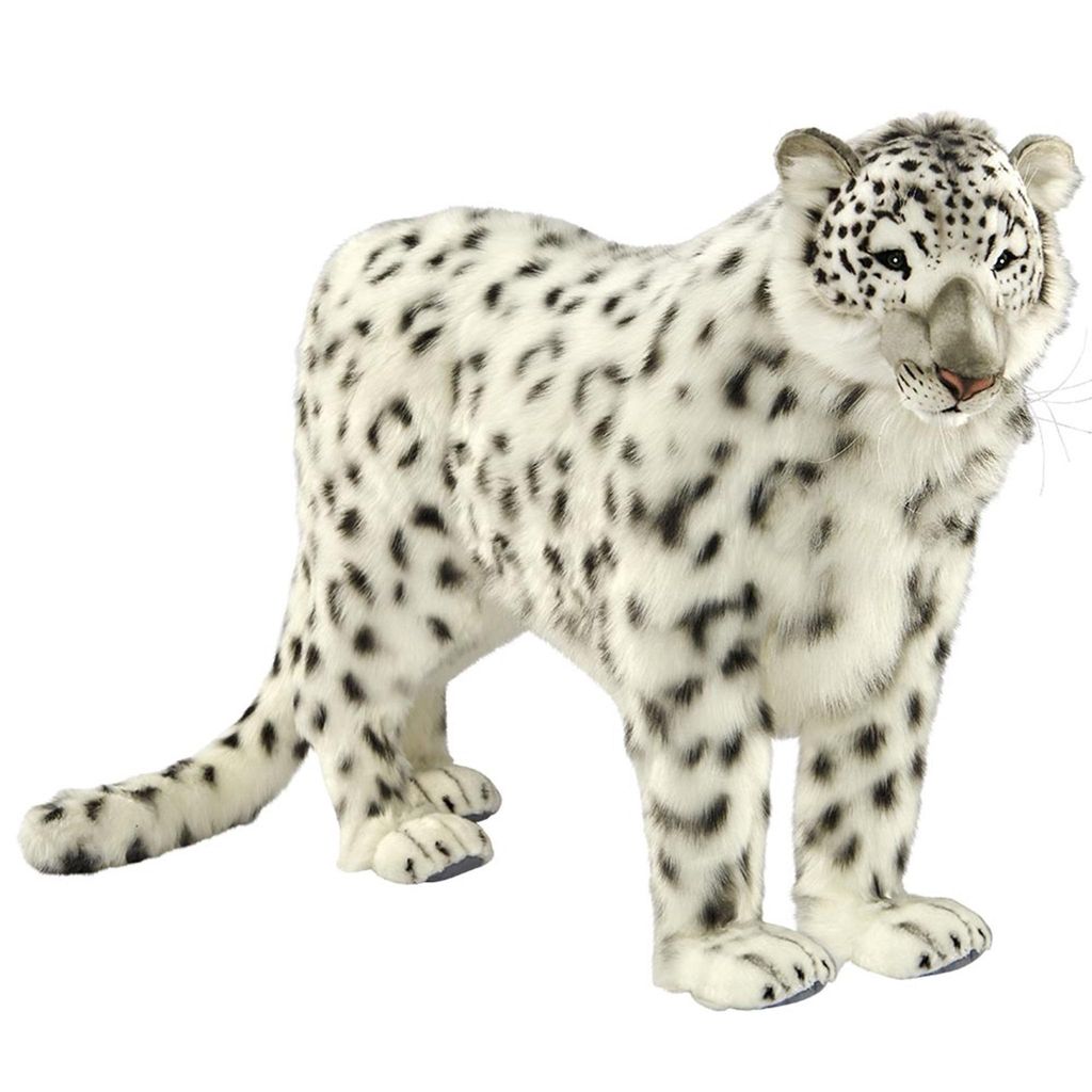 HANSA - 4282 - Schneeleopard, lebensgroß, Plüsch, stehend, 122cm x 95cm x 30cm