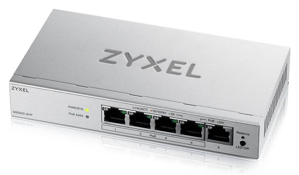 Zyxel GS1200-5HPV3 5-Port Gigabit PoE+ Web / Smart Managed Switch