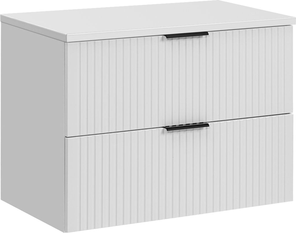 Waschtischunterschrank 80 cm in weiß matt mit gerillter Produktbild 1