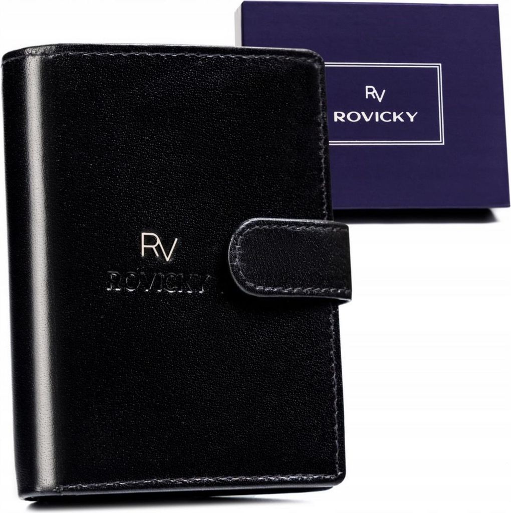 Rovicky | Erweitertes Herrenportemonnaie, aus Naturleder, Schwarz, 10x13 cm