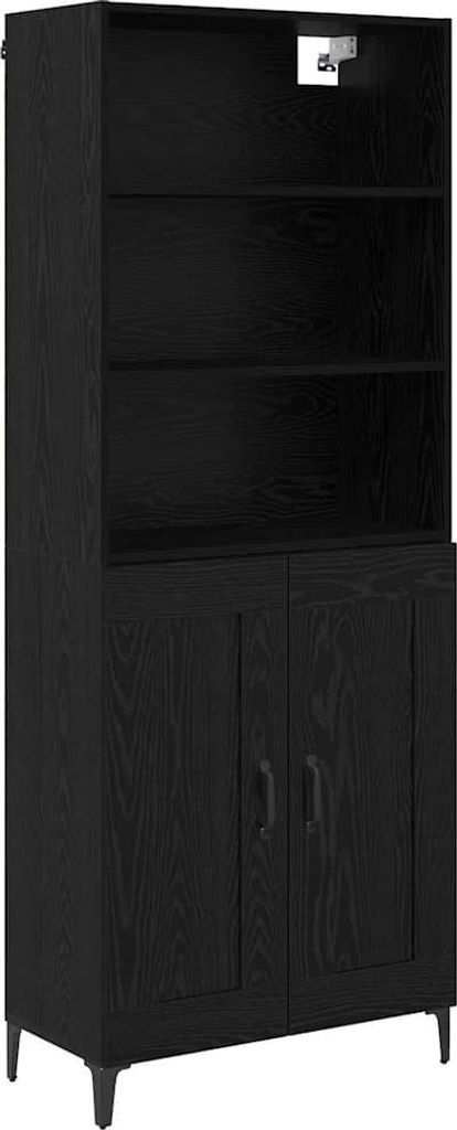 Highboard 2 pcs Schwarz Eichen-Optik Holzwerkstoff