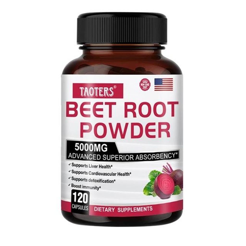 Beet Root Powder 5000mg (120 Kapseln) Nahrungsergänzungsmittel, Blut, Kreislauf, Herz, Leber, Gesundheit, Energie, Antioxidants