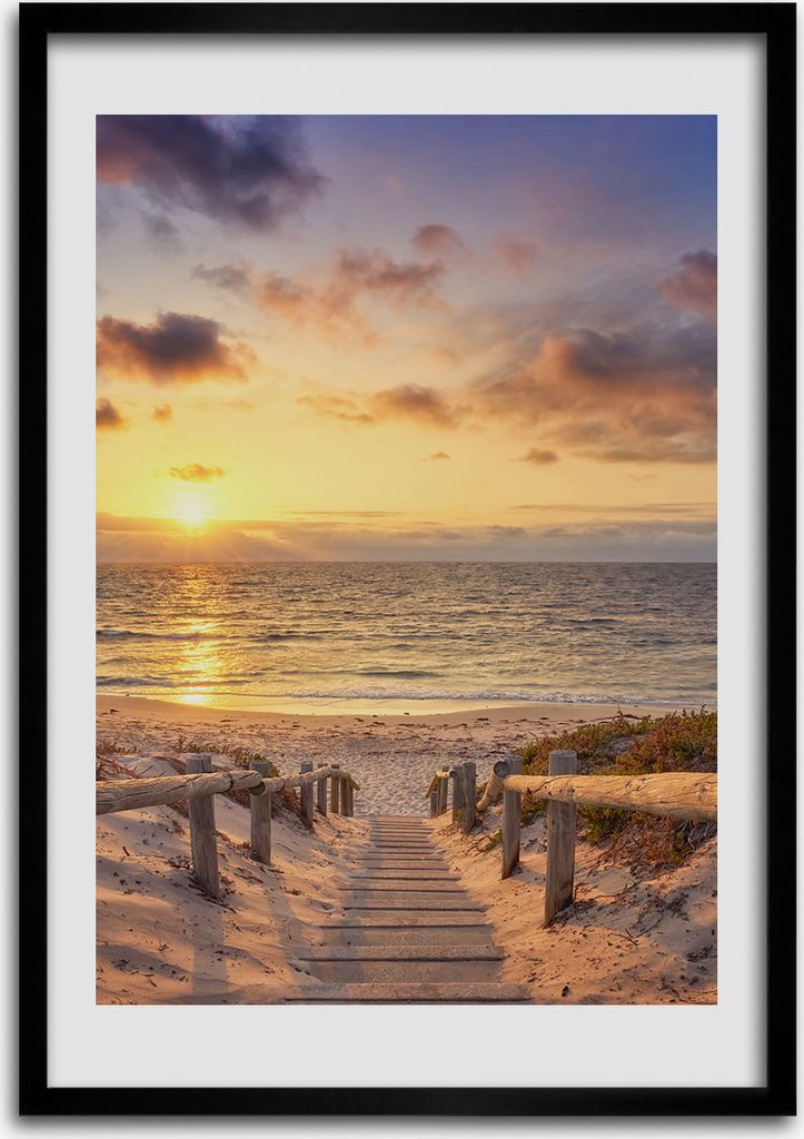 Bild - Bilderrahmen - Foto - 70 cm x 100 cm - MDF - Rahmen - Wandkunst - Weg zum Strand