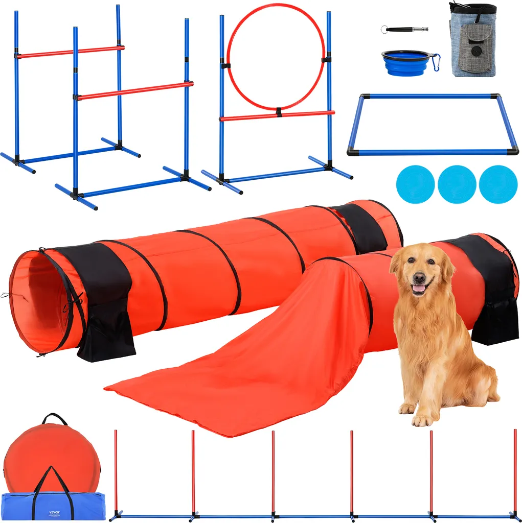 Attrezzatura Agility Dog VEVOR: Kit Completo con Tunnel e Slalom 26 Pezzi