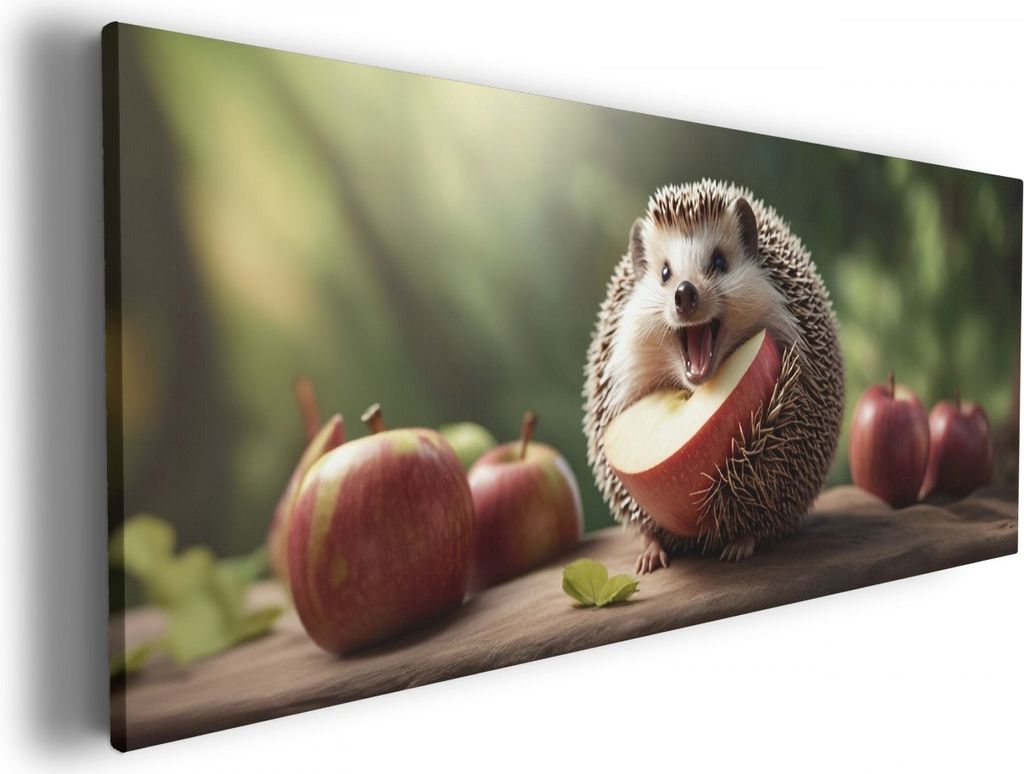 Wallario Premium Leinwandbild Lustiger Igel in Größe 80 x 200 cm