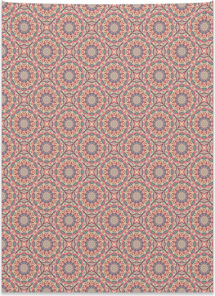 Abakuhaus Mandala Wandteppich, Blühendes Natur-Thema aus Weiches Mikrofaser Stoff Kein Verblassen Klare Farben Waschbar, 110 x 150 cm, Mehrfarbig