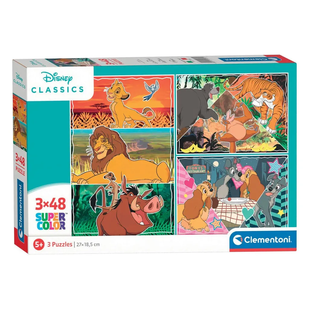 Puzzle Disney 3x48 pièces Clementoni Supercolor - Pack de 3 pour enfant