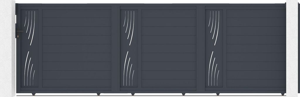 Schiebetor 5m VELETA H.160cm Aluminium + Tor VELETA H160 GRAU