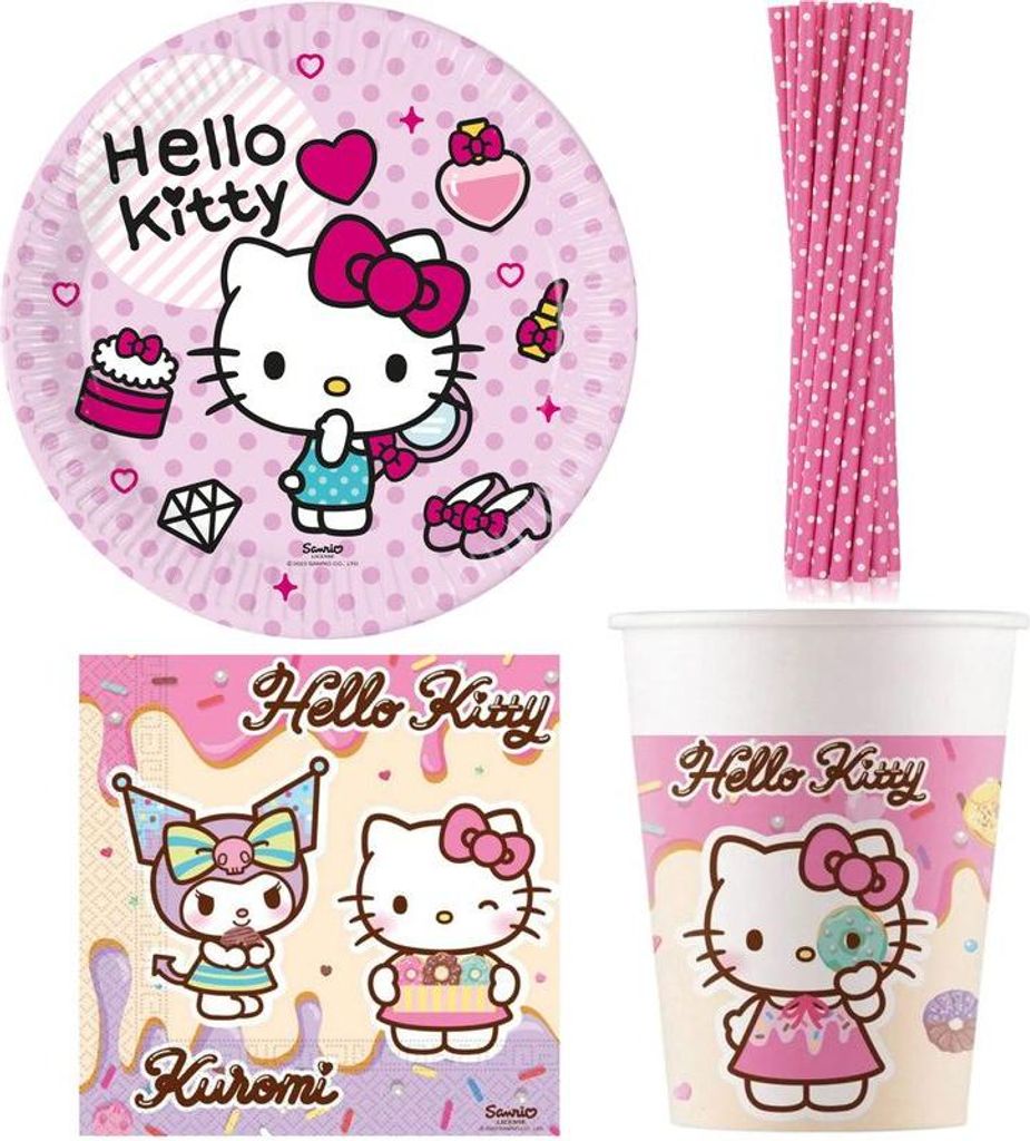 Hello Kitty Partyset Kindergeburtstag Einweggeschirr Teller Produktbild 