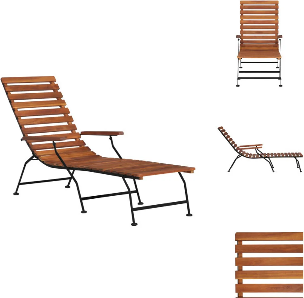Chaise longue de jardin en acacia massif finition huilée - Bain de soleil