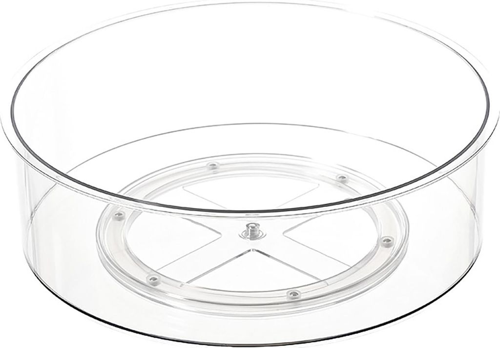 Lazy Susan Organizer, Gewürzregal mit erhöhtem Rand, große Kapazität, rutschfester, transparenter Drehteller-Organizer