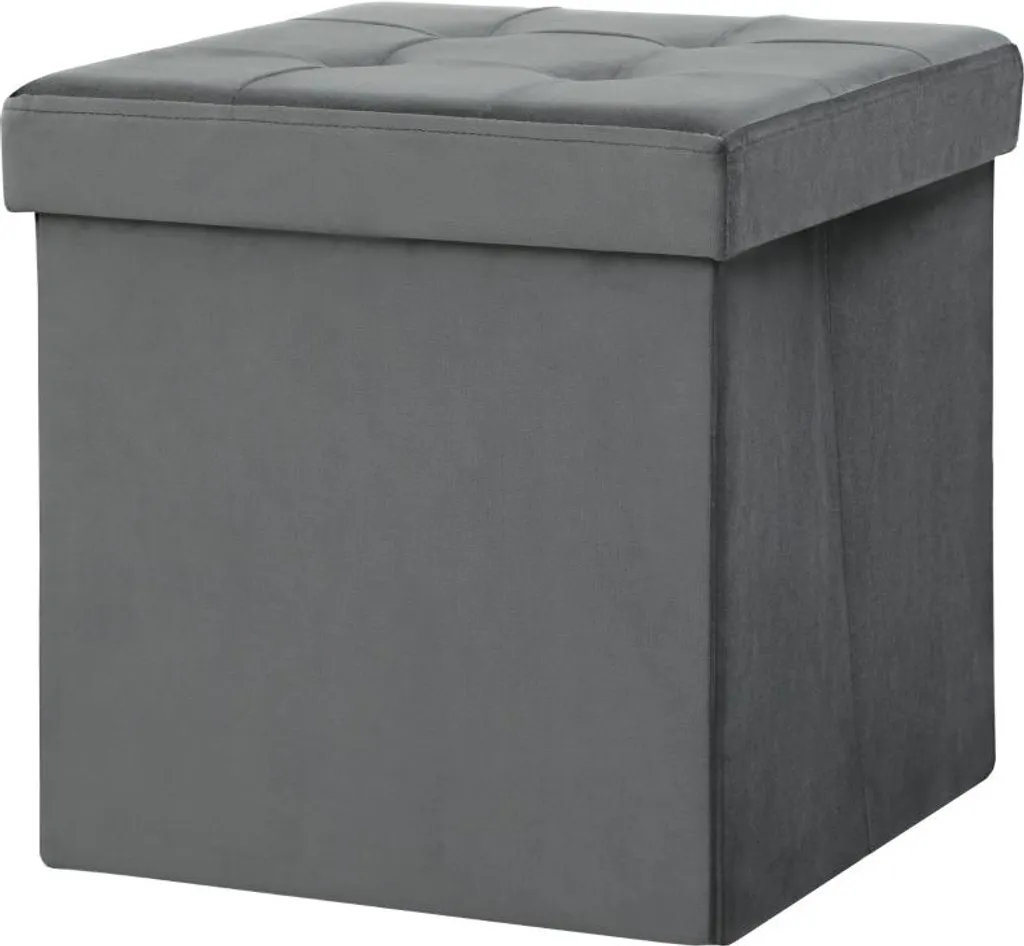 Fortuna Lai Tabouret Pliable avec Rangement en Mousse et MDF Gris Anthracite