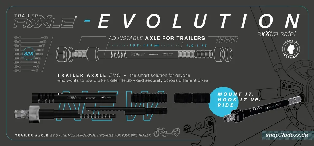 Axe de roue arrière adaptable RADOXX Evolution pour cadre VTT et route - 3